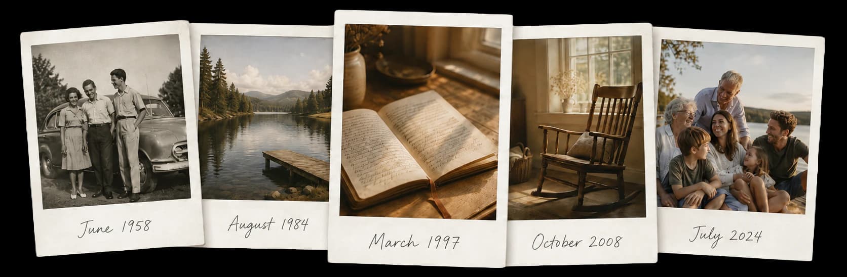 Family photographs and keepsakes spanning 1958 to 2024